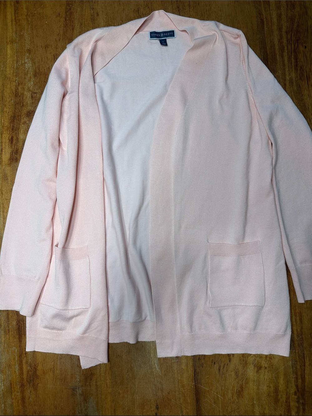 Karen Scott Light Pink Open-Front Cardigan Sweater